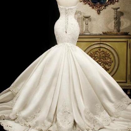 W3554 Appliques Mermaid Wedding Dress(necklace Not..