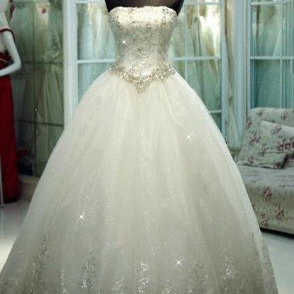W3562 Sequined Appliques Ball Gown Wedding..
