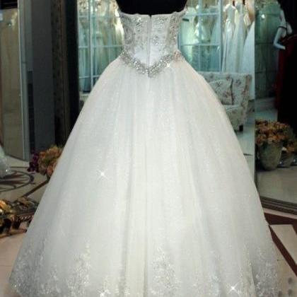 W3562 Sequined Appliques Ball Gown Wedding..