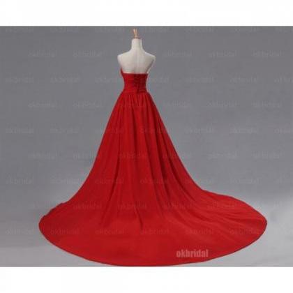 P3568 Prom Dress,red Prom Dresses,high Low Beaded..