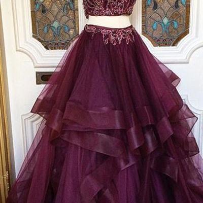 P3587 Two Pieces Charming Tulle Prom Dress, Sexy..