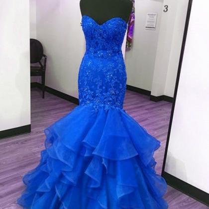 P3606 Royal Blue Fuchsia Mermaid Prom Dress With..