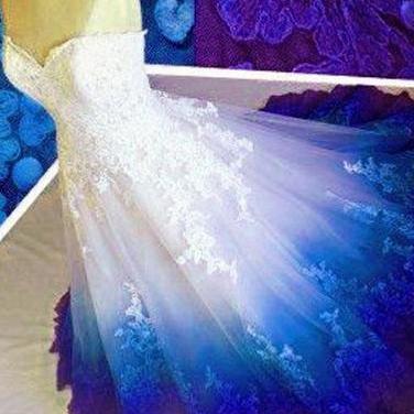 W3608 Royal Blue Ombre Prom Dress Sweetheart, Ball..