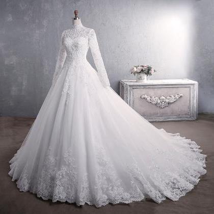 W3613 Lace Wedding Dress, Style, High Neck Long..