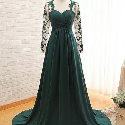 P3618 Handmade Long Sleeve Prom Dress Pleated Dark..
