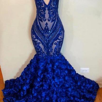 P3650 Mermaid Prom Dresses 2020, Royal Blue..