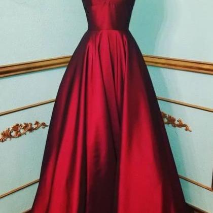P3651 A Line V Neck Dark Red Long Prom Dresses,..