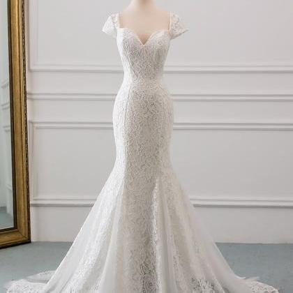 W3659 Cap Sleeve Style Lace Wedding Dress 2021..