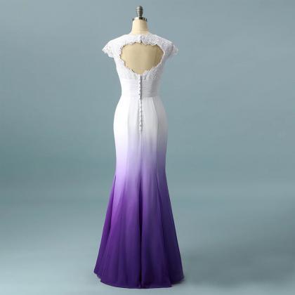 W3669 Real Photos White Purple Ombre Wedding Gowns..