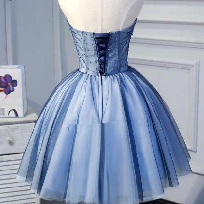H3679 Mini Short Blue Homecoming Dress Prom Gowns..
