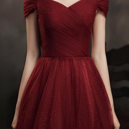 P3710 Burgundy Tulle Long A Line Prom Dress..