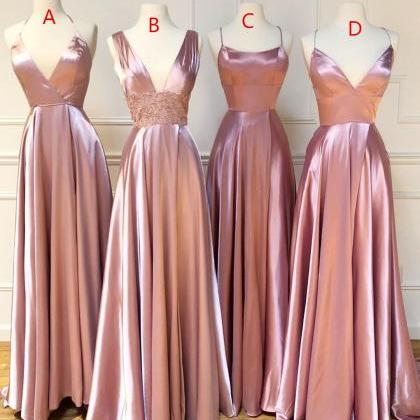 P3720 2022 Long Pink Bridesmaid Dresses For..