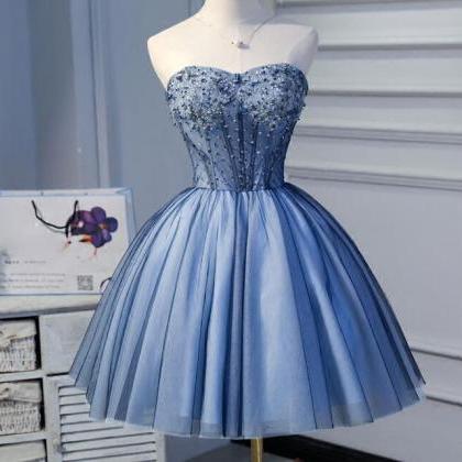 H3723 Mini Short Blue Homecoming Dress Prom Gowns..