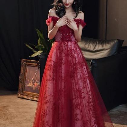 P3753 Red Prom Dress, Temperament, Noble Party..