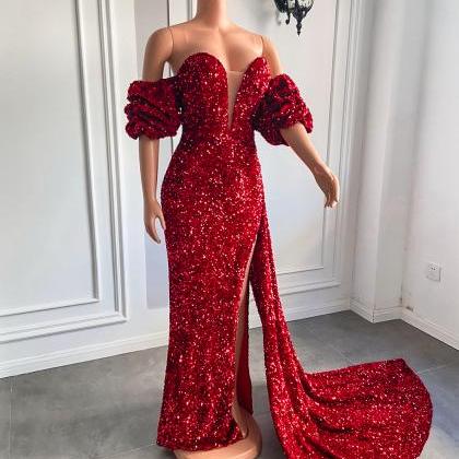 P3770 Long Red Prom Dresses 2022 Off The Shoulder..