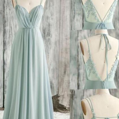 P3771 Sage Green Bridesmaid Dress, Lace Bridesmaid..