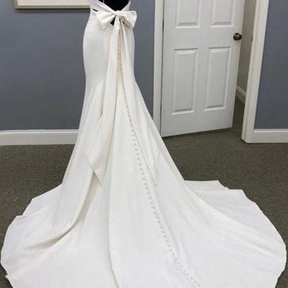 W3780 mermaid wedding dress, simple..