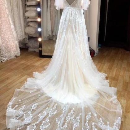 W3793 Vintage Blush A-line Wedding Dress With..