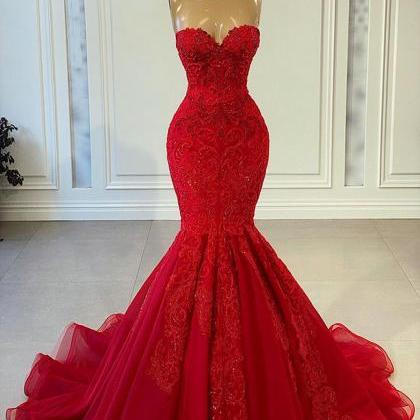 P3807 Red Prom Dresses, 2023 Prom Dresses, Mermaid..