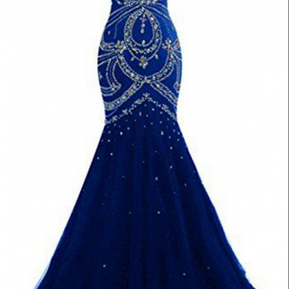 P3833 Navy Blue Tulle Prom Dresses, Sweetheart..