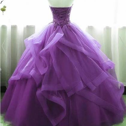 P3836 Purple Ball Gown Organza And Tulle Sweet 16..