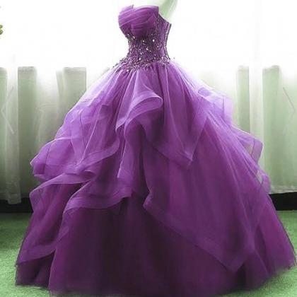 P3836 Purple Ball Gown Organza And Tulle Sweet 16..