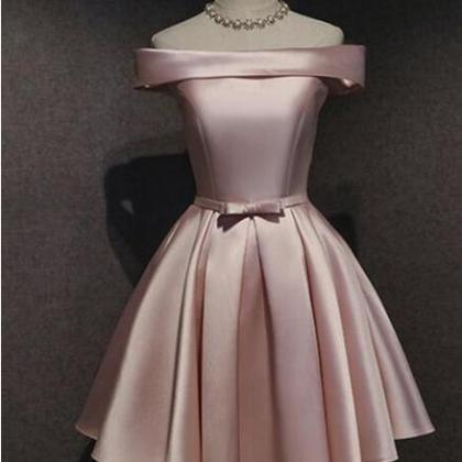 H3839 Pink Off Shoulder Homecoming Dress, Pink..