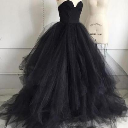 P3842 Black Tulle Long Prom Dress,sexy Evening..