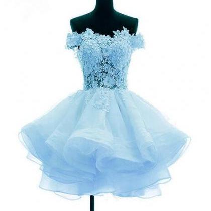 H3841 Light Blue Organza With Flower And Lace..
