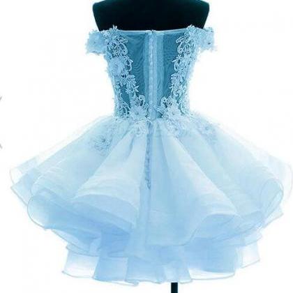 H3841 Light Blue Organza With Flower And Lace..