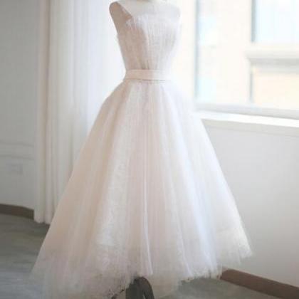 H3843 White Tulle Lace Short Prom Dress Evening..