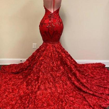 P3861 Lace Prom Dresses, Red Prom Dresses,..