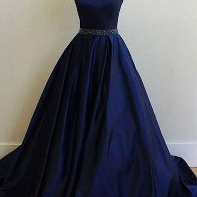 Sexy Prom Dresses,navy Blue Prom Dress,halter Long..