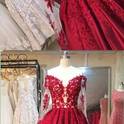2017 Custom Made Charming Red Prom Dress,appliques..