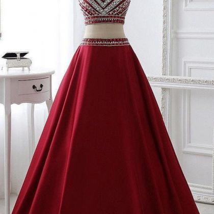 Charming Prom Dress,a-line Prom Dress,two Pieces..