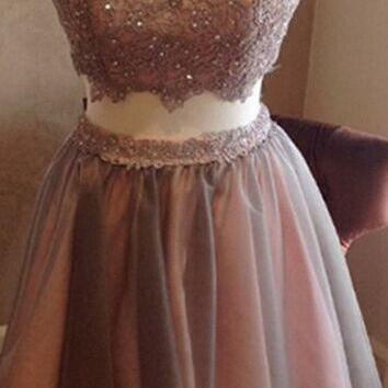 Fashion-two-piece-halter-short-grey-backless-homecoming-dress-beading-appliques..