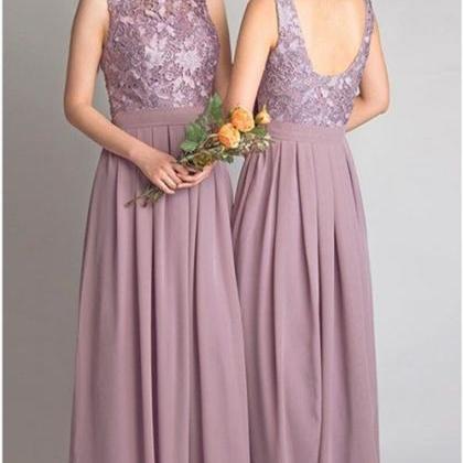 Lace Bodice Chiffon Bridesmaids Dresses,custom..