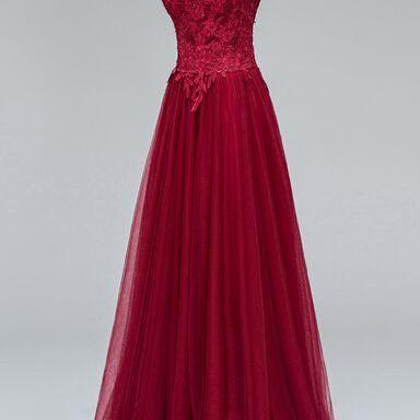 Pretty Evening Dresses Beautiful Tulle Wine Red..