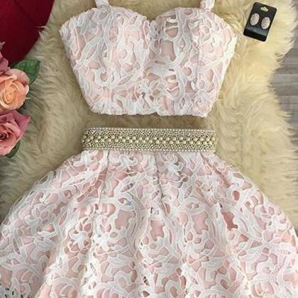 Adorable Two Piece A-line Lace Homecoming..