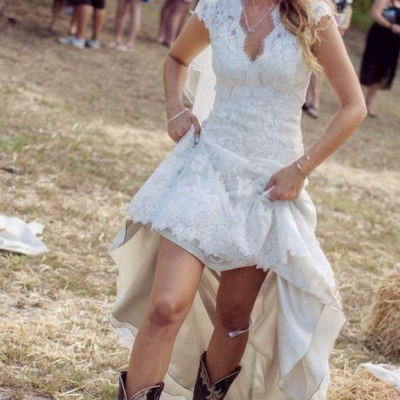 Wedding Dress Scalloped Neckline Country Lace Bridal Dress,W2752