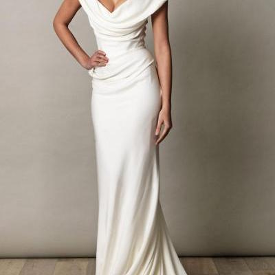 Elegant White Prom Dress,Off Shoulder Evening Dress,Sleeveless Party Dress,P3920