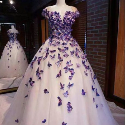 P3563 Details about Purple Butterfly Appliques Ball Quinceanera Dress Birthday Party Sweet,