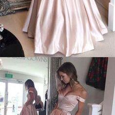 Prom Dress 2017, Off the Shoulder Prom Dress, Ball Gown, Pearl Pink Prom Dress, A-line Long Prom Gown