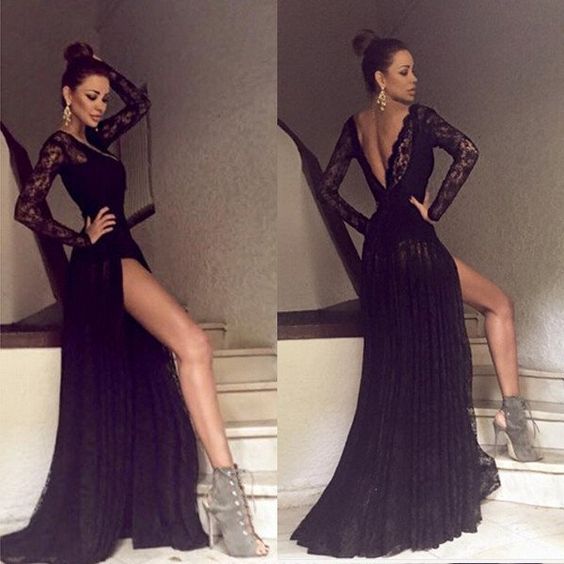 black long dress with split