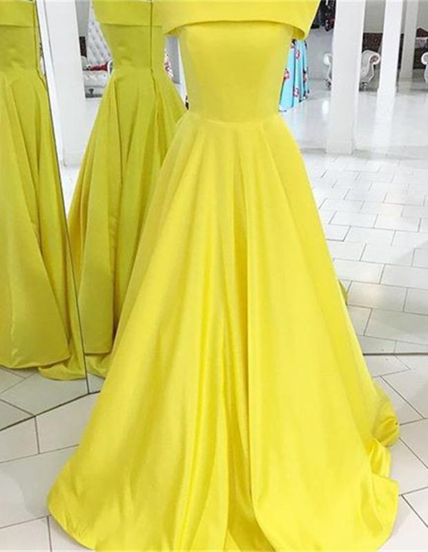 Yellow Prom Dresses,satin Prom Dresses,long Prom Dresses,zipper Back Prom Dress,a-line Prom Gowns,simple Prom Dress,prom Dresses For Teens,formal