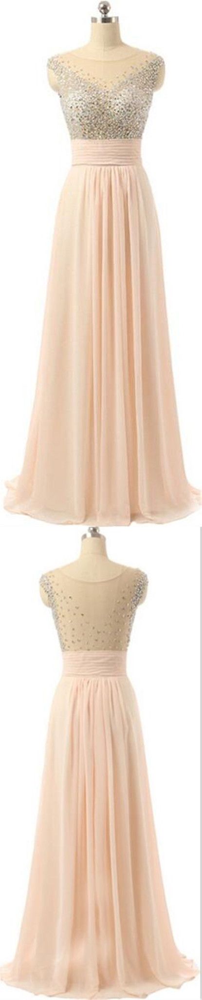 2017 Pink Beaded Chiffon See-through Back Charming Cocktail Evening Prom Dresses