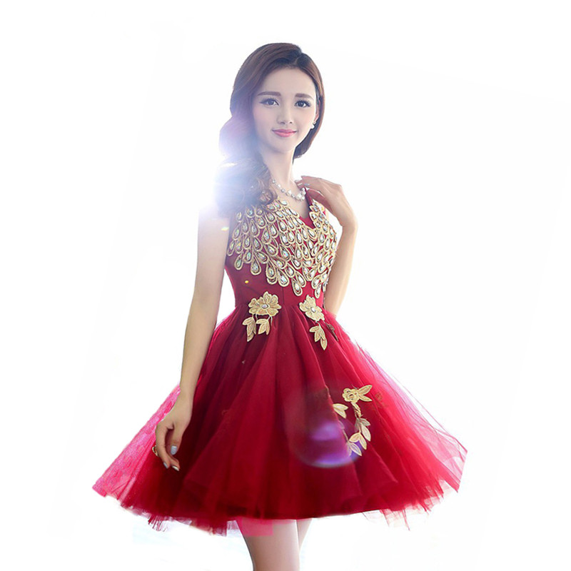 Short Party Prom Dress Special Occasion Fashion V Neck Appliques Beading Prom Dresses