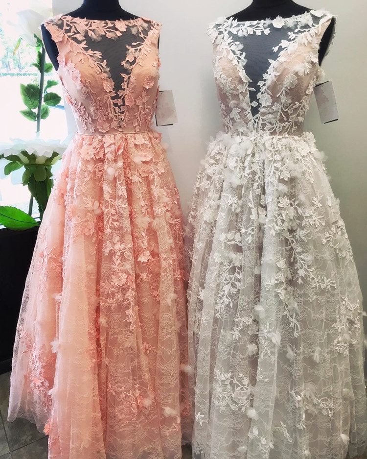 Lace Prom Dress,floral Lace Dress,pink Prom Dress,white Prom Dress,ball Gowns Prom Dress