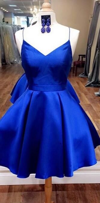 blue satin dress short