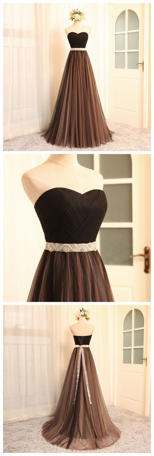 Black Sweetheart Neck Tulle Long Prom Dress,black Evening Dresses,pd319
